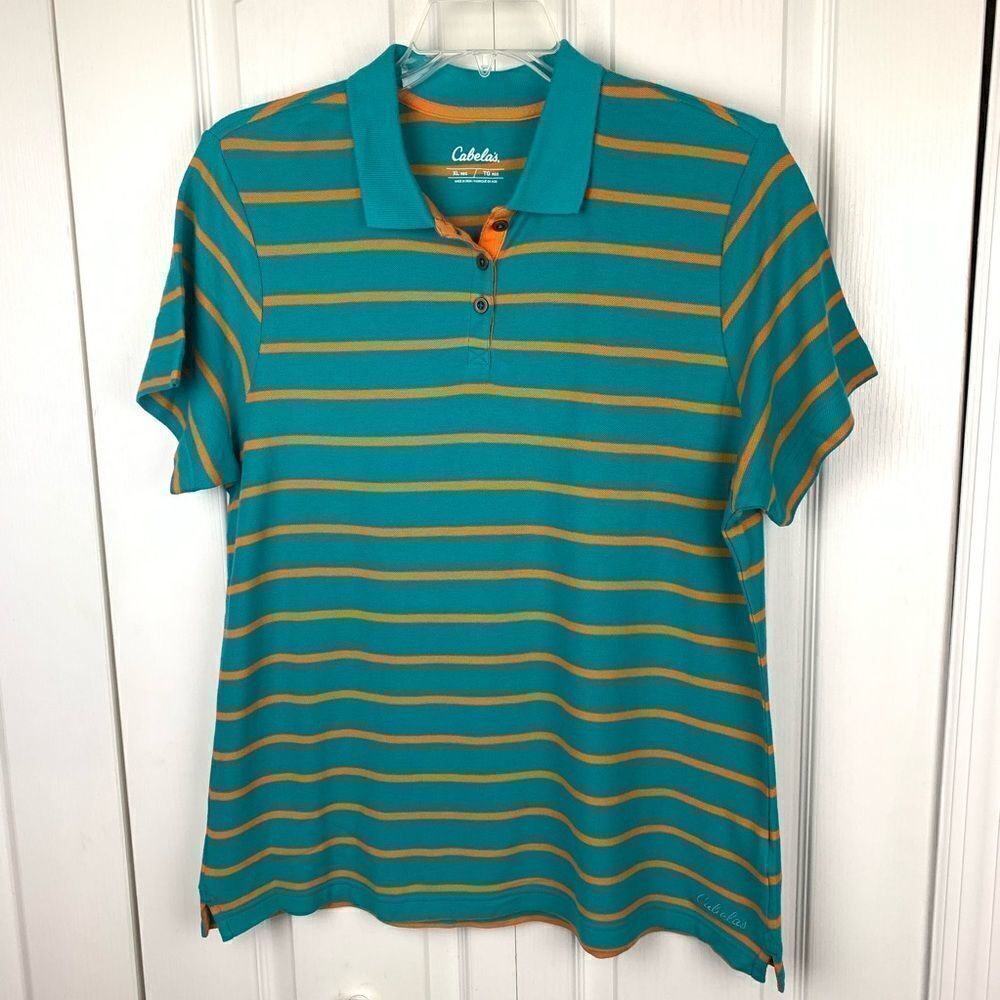 Cabelas Striped Polo Shirt‎